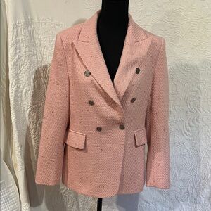 Mina Self Pink and Gold Speckled Double-Breasted Blazer,‎ size medium